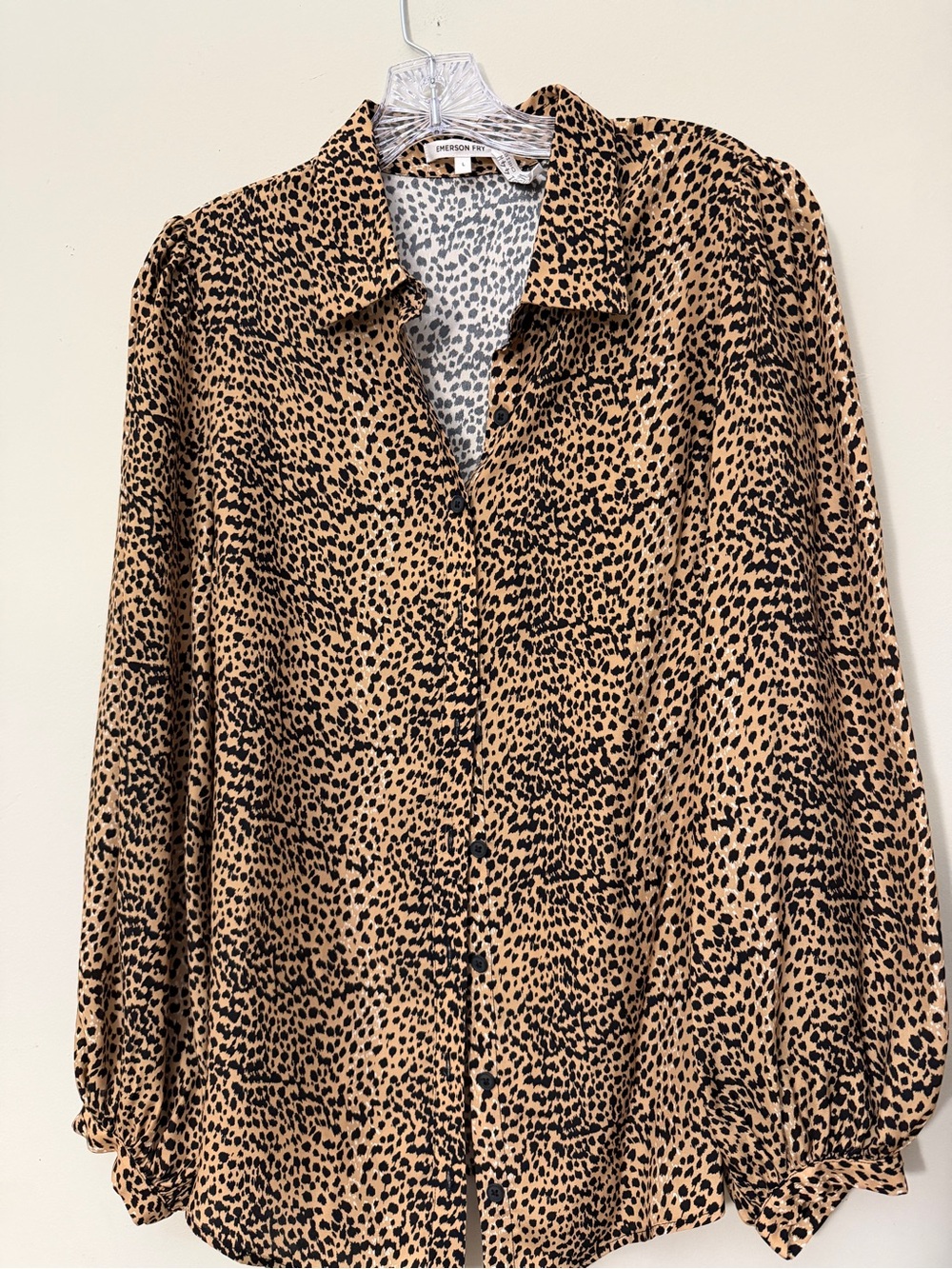 Emerson Fry Leopard-Print Balloon Sleeve Blouse - Brown/Black